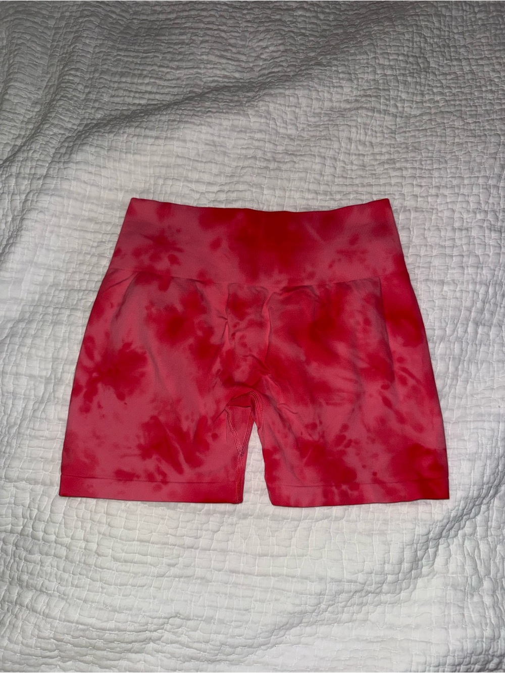 Women's High-Rise Red Tie-Dye Bike Shorts
